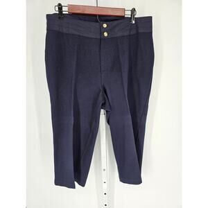 Lauren by Ralph Lauren Women's Navy Double Button Closer Cotton Pant Size 1X